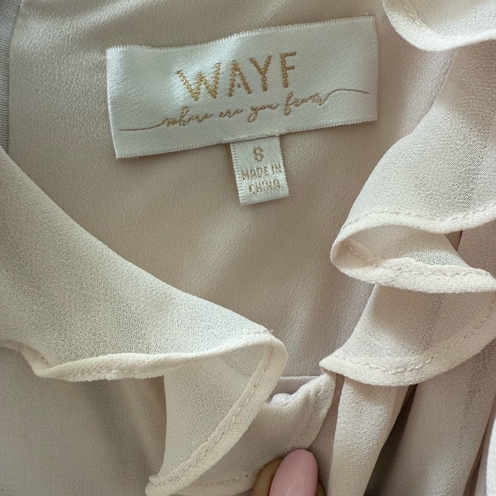 Wayf Ruffled Dress in Cream - Picture 3 of 4